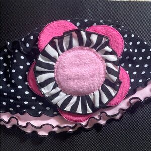Polka Dot Pink Flower Kids Headband